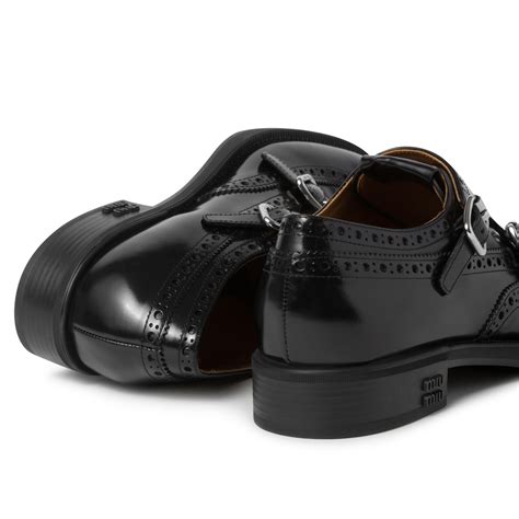 church's x miu miu brushed leather double monk brogue shoes|church's it shoes lace up.